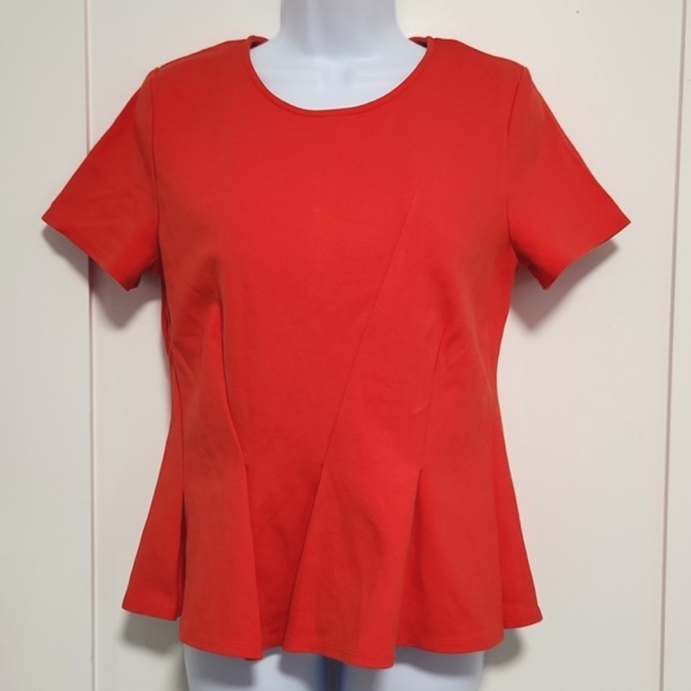 J. Crew Red Pleated Structured Top